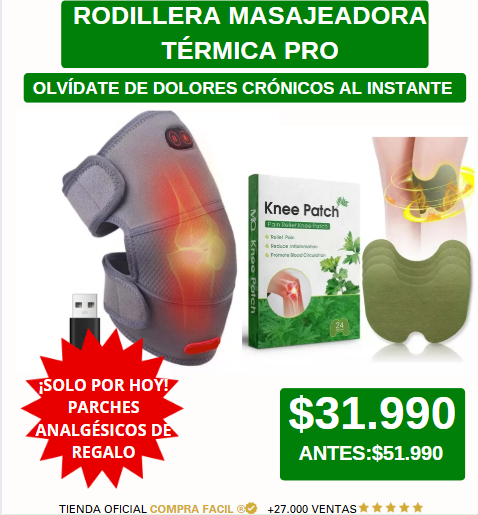 RODILLERA MASAJEADORA TÉRMICA PRO + PARCHES DE REGALO