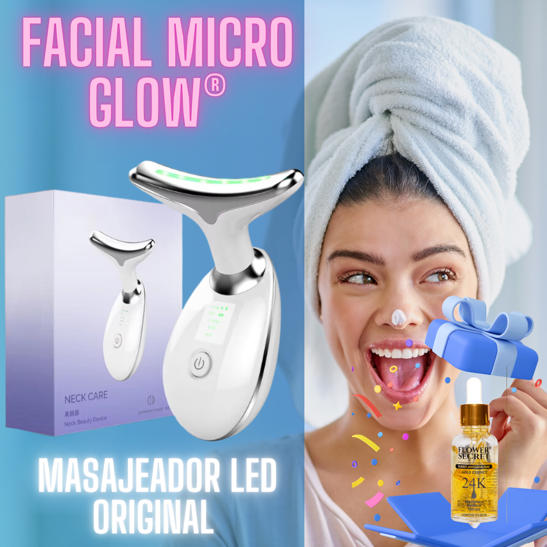 MASAJEADOR FACIAL LED MICROCORRIENTE + SERUM 24K DE REGALO