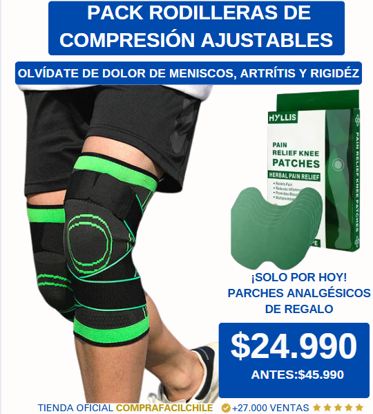PACK RODILLERAS DE COMPRESIÓN AJUSTABLES+🎁PARCHES DE REGALO